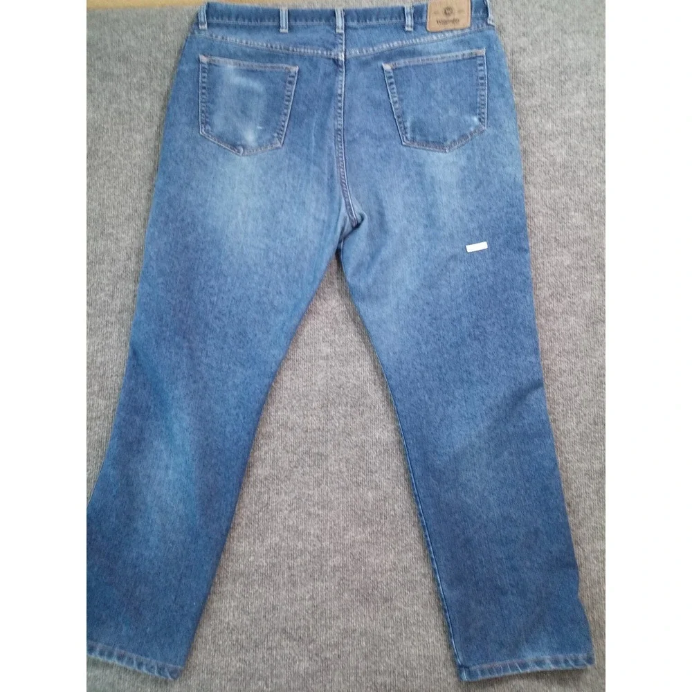 Wrangler Authentics Regular Fit Jeans Men's 42x32 Distressed Blue Denim